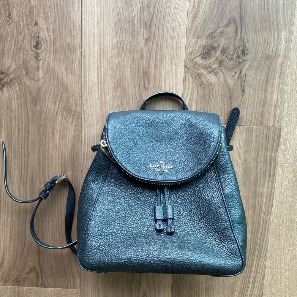 Kate Spade Black Leather Backpack